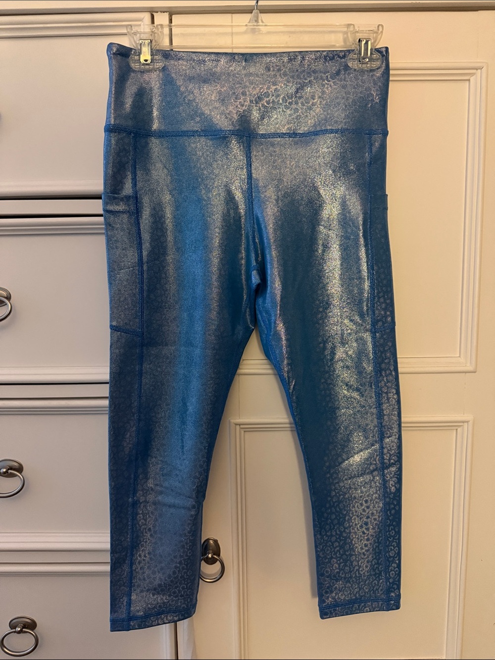 ZYIA Mermaid Metallic Ocean Blue cropped Leggings